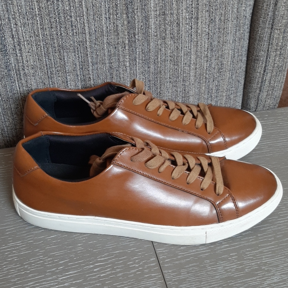 Alfani Men's Tan Vegan Leather Low-Top Sneakers